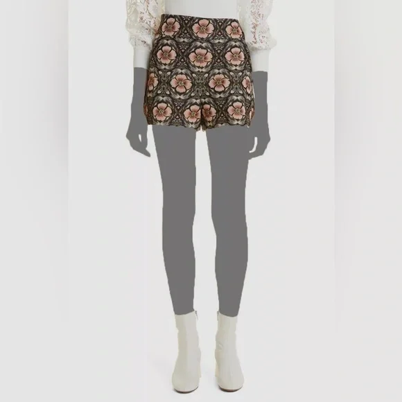 Alice + Olivia NWOT Donald High Rise Shorts in Black/Peach Promise Floral Size 6 - Picture 4 of 16